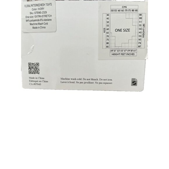 Stems Luxury Floral Patterned Mesh Tights White ( One Size ) - Picture 2 of 2